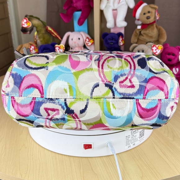 π₯NWOT COACH - Poppy Ikat Signature C Multi/Silver Glam Tote Y2K - 45U088 - Picture 8 of 15